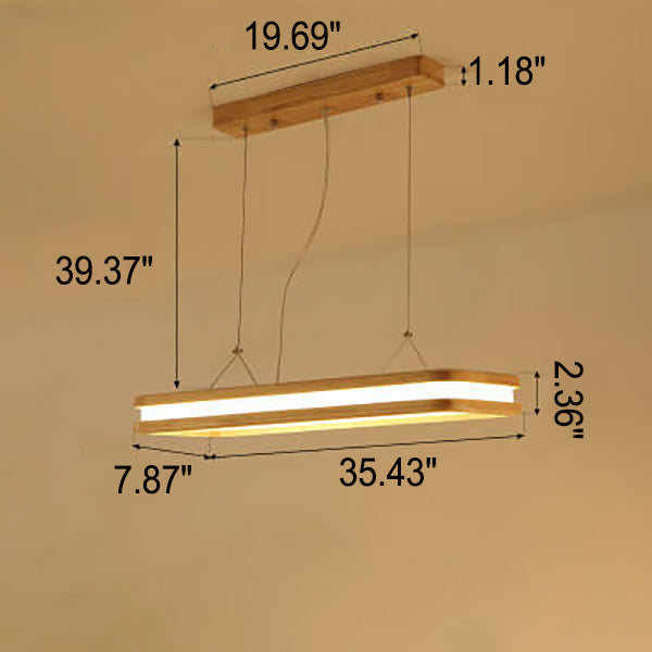 Nordic Minimalist Rectangular Hollow Log LED Island Light Chandelier