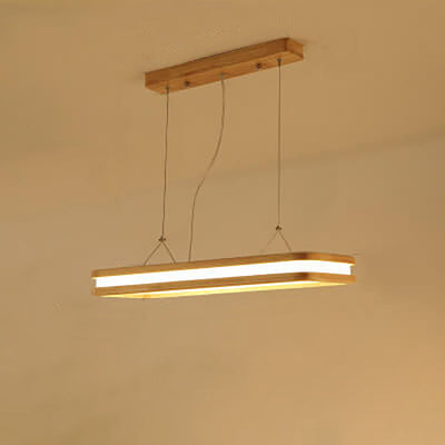 Nordic Minimalist Rectangular Hollow Log LED Island Light Chandelier