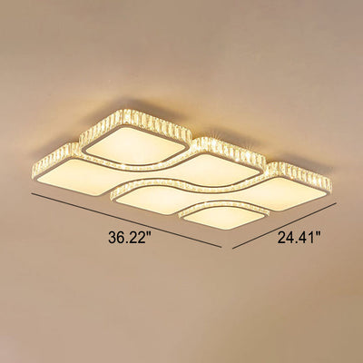 Modern Light Luxury Gold Rectangular Metal LED Flush Mount Light