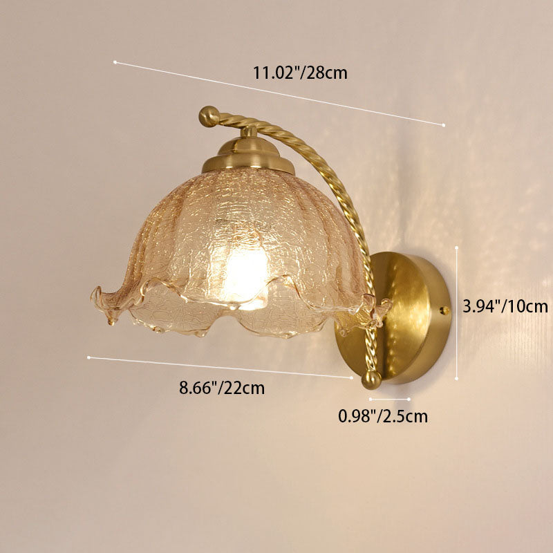 Traditional French Floral Hardware Glass 1-Light Wall Sconce Lamp For Bedroom