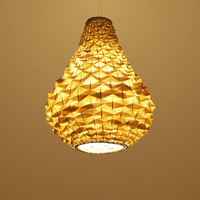 Modern Chinese Rattan Weaving Pineapple 1-Light Pendant Light