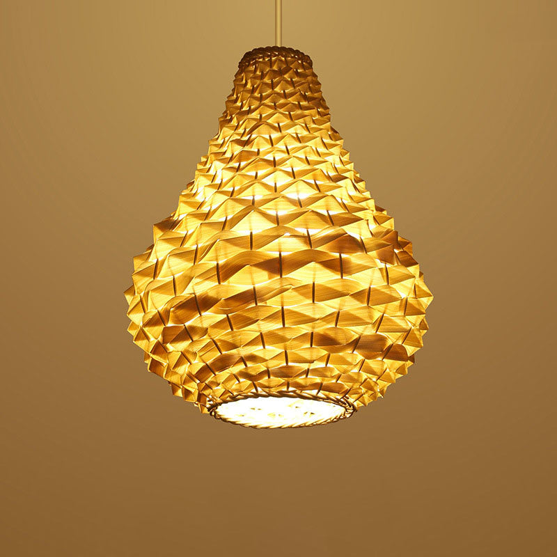 Moderne chinesische 1-Licht-Ananas-Pendelleuchte aus Rattan 