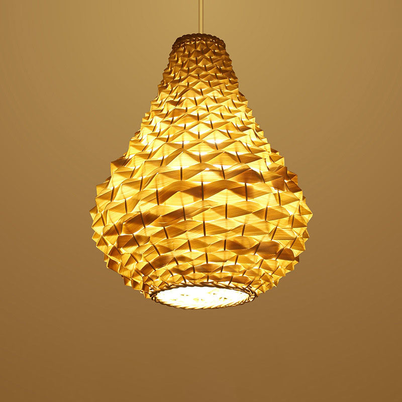 Modern Chinese Rattan Weaving Pineapple 1-Light Pendant Light