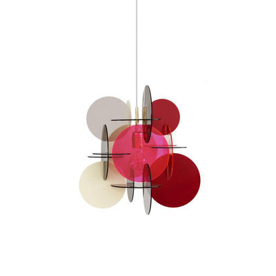 Contemporary Scandinavian Macaron Acrylic Round Sheet Splicing 1-Light Pendant Light For Dining Room
