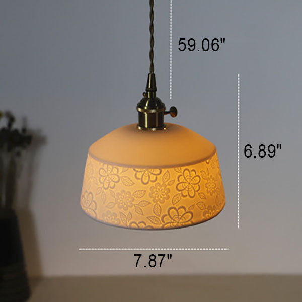 Moderne 1-flammige Pendelleuchte aus Keramik im Vintage-Stil aus Messing 
