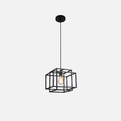 Industrial Vintage Iron Geometric Lantern 1-Light Pendant Light