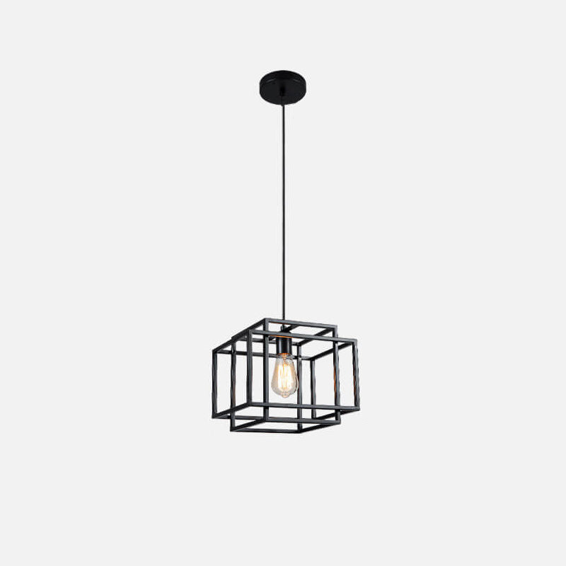 Industrial Vintage Iron Geometric Lantern 1-Light Pendant Light