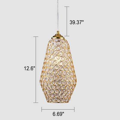 European Light Luxury Geometric Hardware Crystal 1-Light Pendant Light