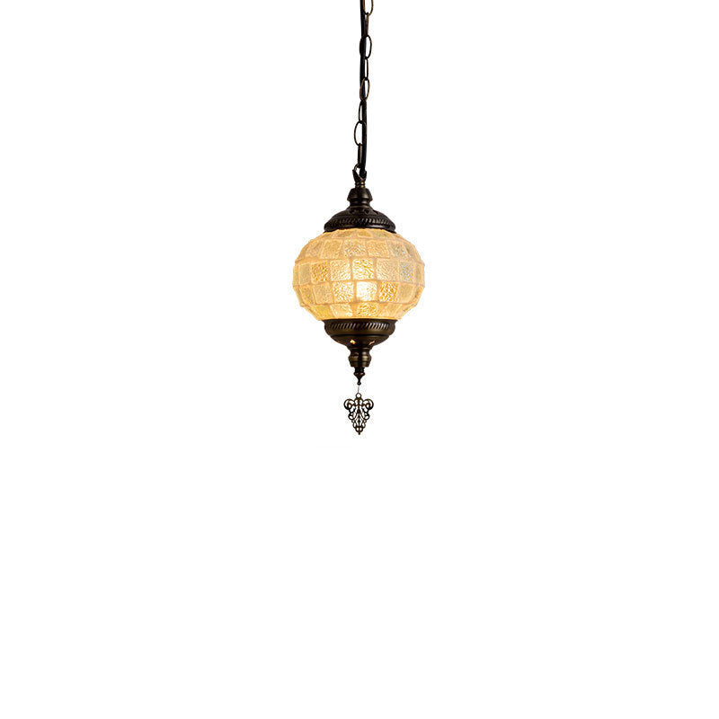 Lámpara colgante de 1 luz de hierro y vidrio rústico vintage nórdico 