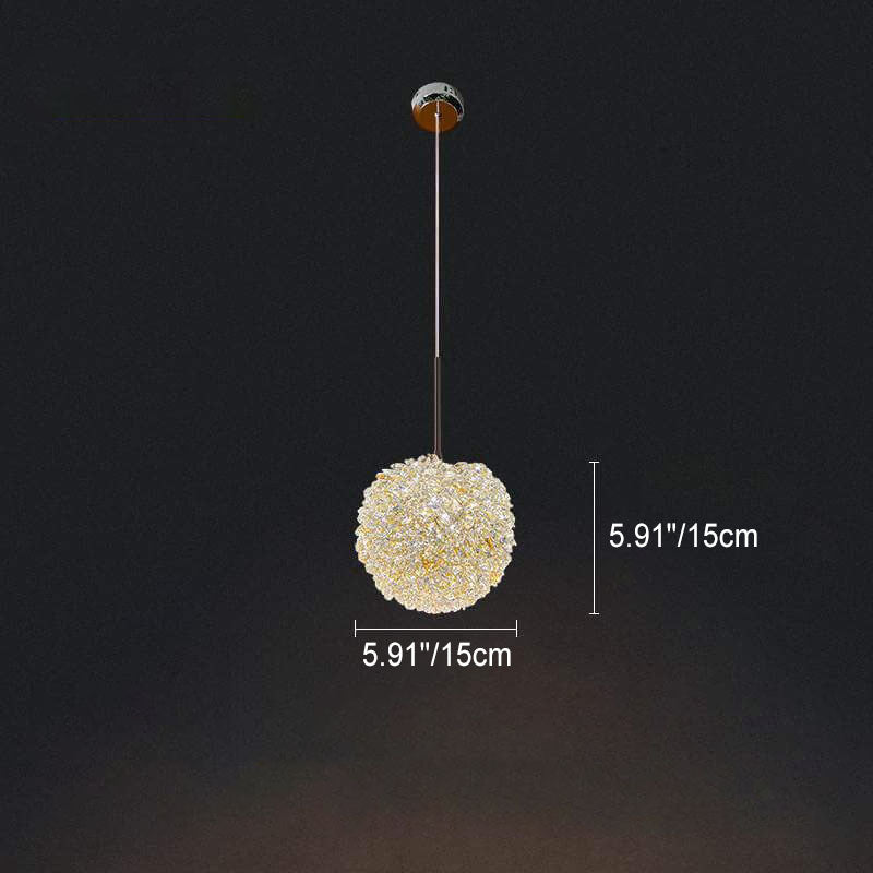 Modern Golden Glamour Crystal Ball Shade 1-Light Pendant Light