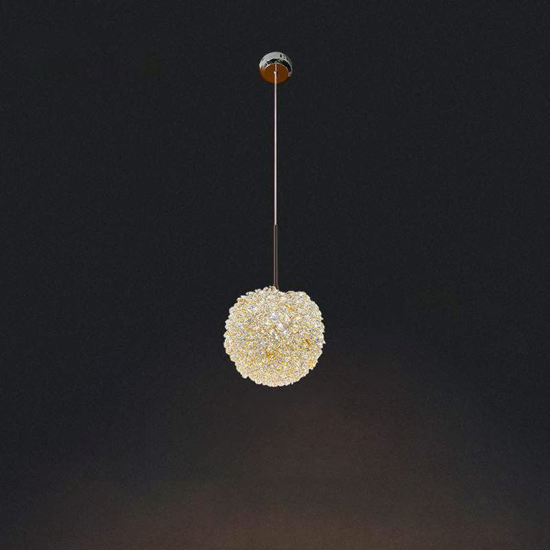 Modern Golden Glamour Crystal Ball Shade 1-Light Pendant Light
