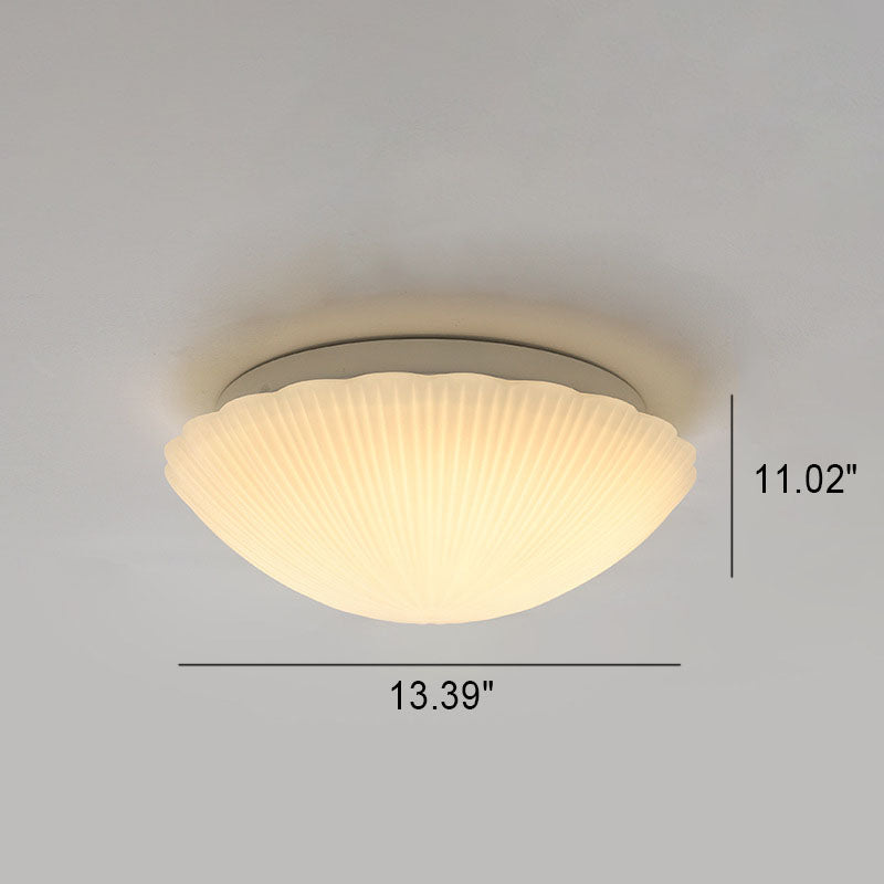 Modern French Cream Shell Glass LED Flush Mount Ceiling Light