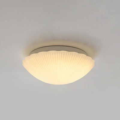 Modern French Cream Shell Glass LED Flush Mount Ceiling Light