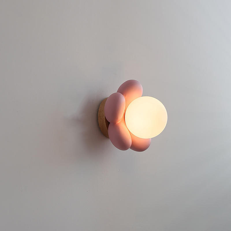 Moderne kreative 1-flammige Kinder-Wandleuchte aus Glas und Kunstharz in Blumenform für das Schlafzimmer 