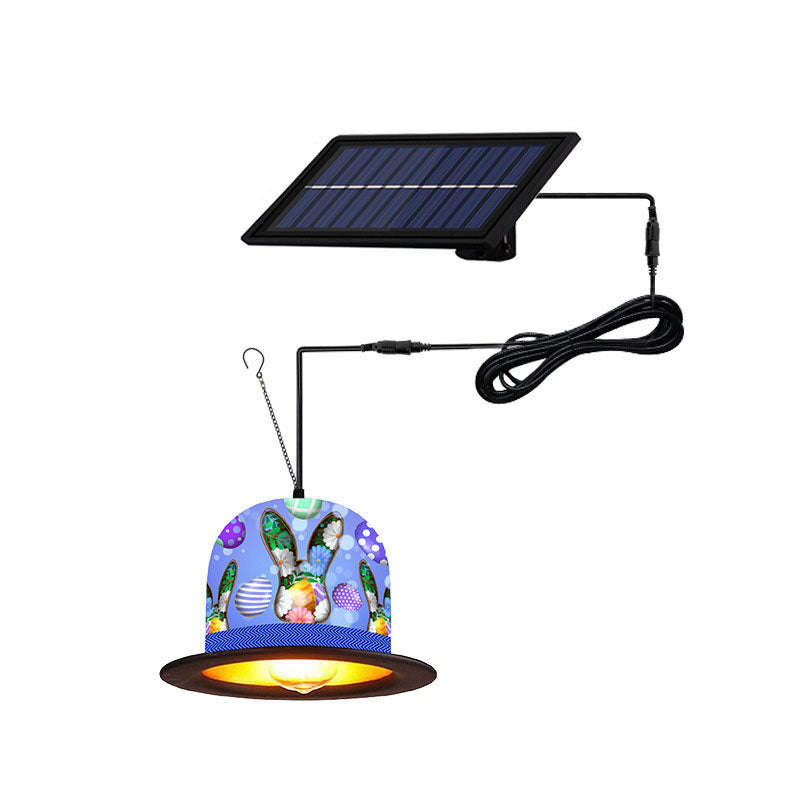 Décoration de chapeau de Pâques solaire extérieure avec lumière LED à pendentif 