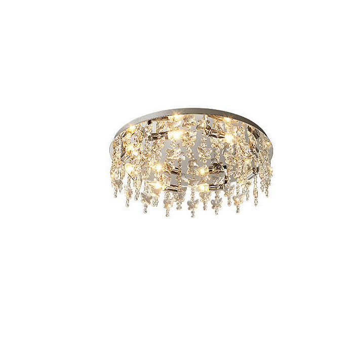 Modern Luxury Crystal Round Butterfly Pendant 6/8/12 Light Flush Mount Ceiling Light