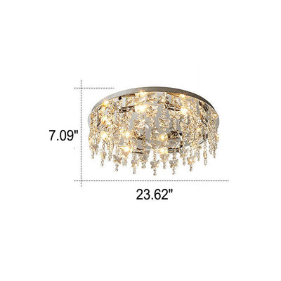 Modern Luxury Crystal Round Butterfly Pendant 6/8/12 Light Flush Mount Ceiling Light