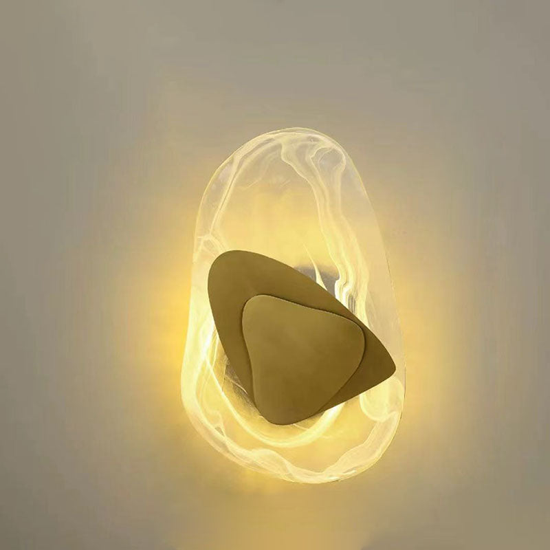 Moderne minimalistische unregelmäßige ovale Hardware Glas LED Wandleuchte Lampe für Schlafzimmer 