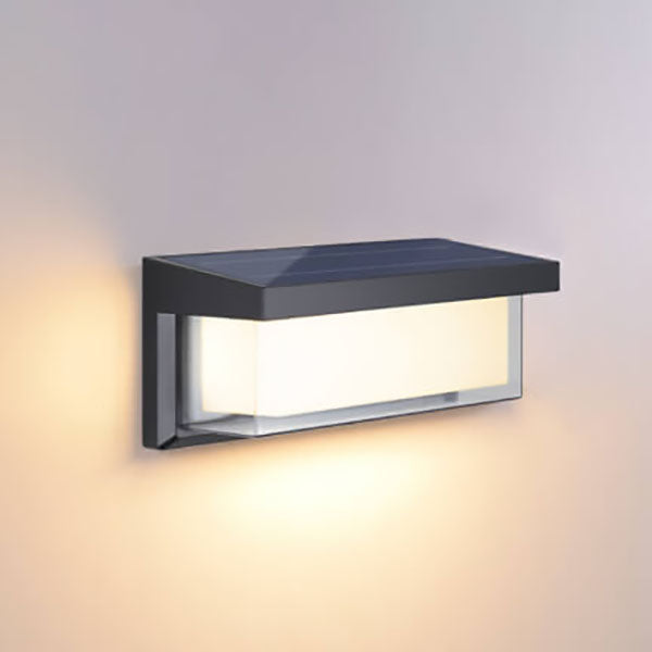Lámpara Apliqué de Pared Exterior Moderna Minimalista Solar Rectangular PC LED Para Patio Exterior 