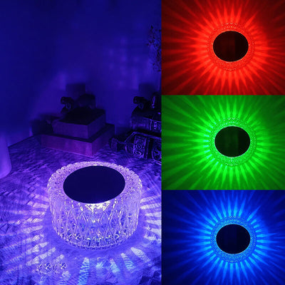 مصباح طاولة بإضاءة ليلية LED RGB بلوري على شكل عش طائر إبداعي 