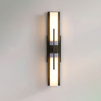 Chinese Retro Wrought Iron Frame Cuboid Acrylic LED Wall Sconce Lamp