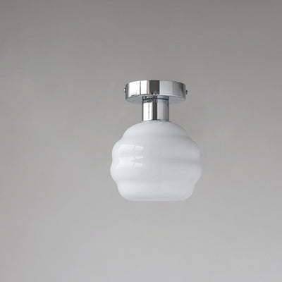 Nordic Retro Glass Spiral Spherical 1-Light Flush Mount Light