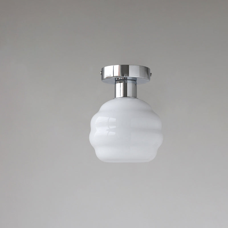 Nordic Retro Glass Spiral Spherical 1-Light Flush Mount Light
