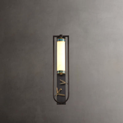 مصباح حائط LED مستطيل حديث من النحاس الصيني والرخام 