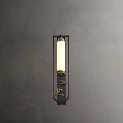 Moderne chinesische rechteckige LED-Wandleuchte aus Kupfermarmor 