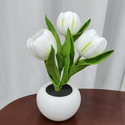 Tulip Simulation Bouquet Keramik Blumentopf LED Nachtlicht Tischlampe