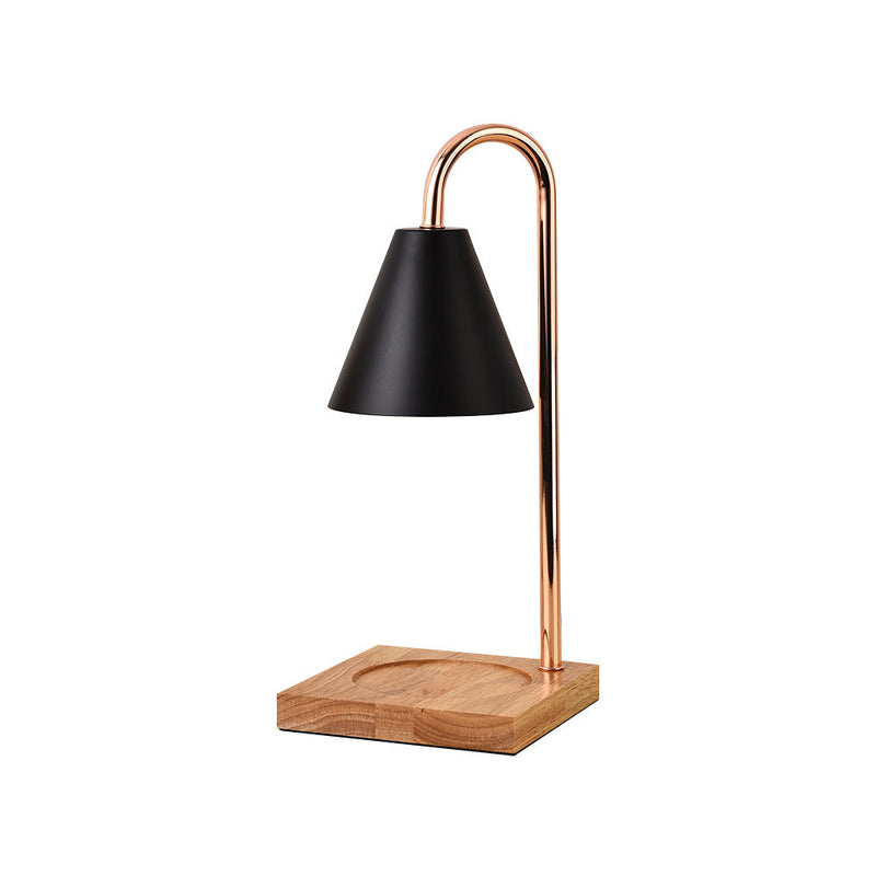 Contemporary Creative Conical Metal Shade Wooden Base 1-Light Melting Wax Table Lamp For Bedroom