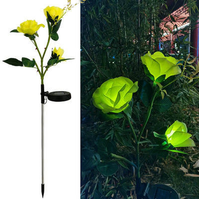 Creative Simulation Rose Decoration Solar Outdoor Lawn LED Garden Ground Insert Landscape Light