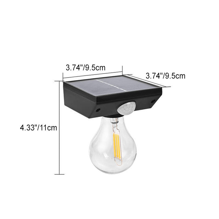 Modern Minimalist Solar Outdoor Human Sensor Super Bright Tungsten Bulb LED Waterproof Patio Wall Sconce Lamp