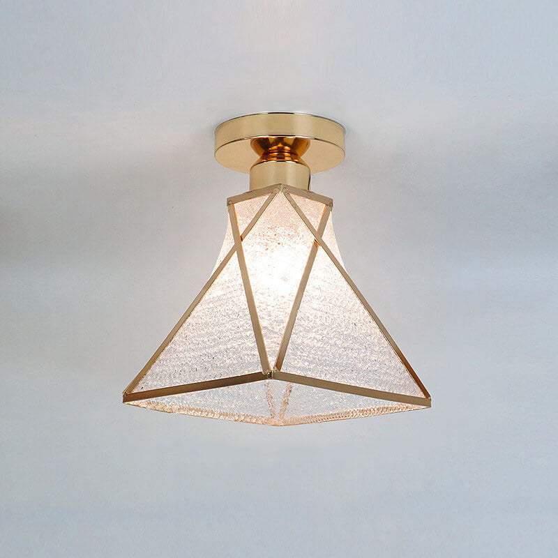 Luz de techo semiempotrada de 1 luz de vidrio dorado de lujo ligero europeo 