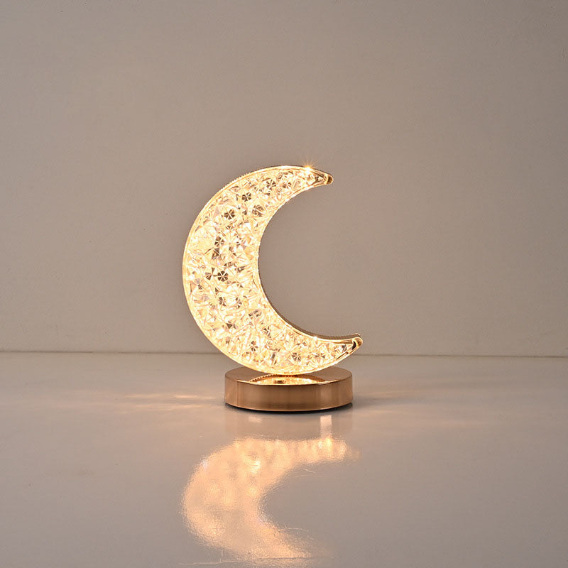 Lampe de table USB LED en acrylique créatif nordique avec géométrie étoile lune en métal 