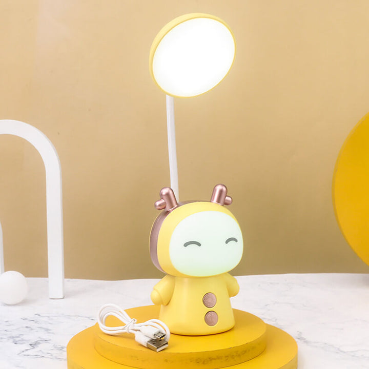 Lampe de bureau pour enfants avec LED de soin des yeux colorée ABS de poupée de dessin animé 