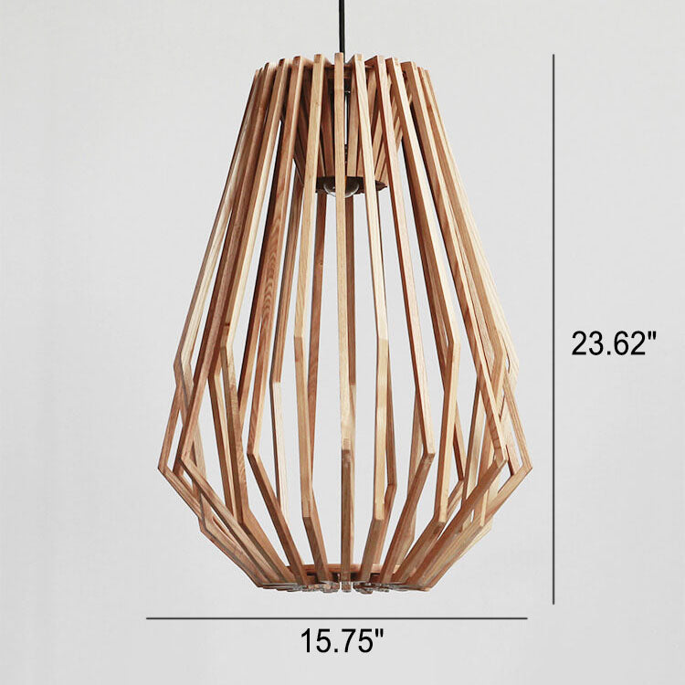 Vintage Creative Geometric Ash Wood 1-Light Pendant Light