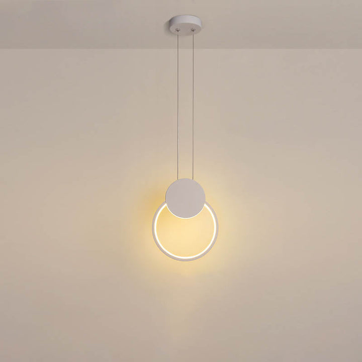 Modern Minimalist Iron Silicone Geometric Round Frame LED Pendant Light for Bedroom