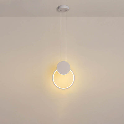 Modern Minimalist Iron Silicone Geometric Round Frame LED Pendant Light for Bedroom
