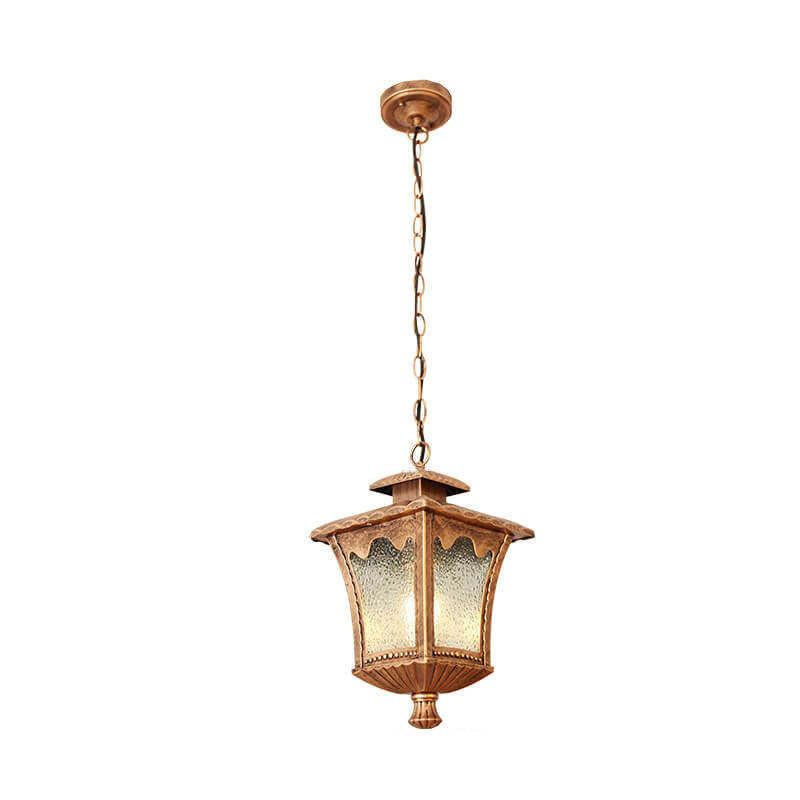 European Industrial Glass Square Outdoor 1-Light Pendant Light