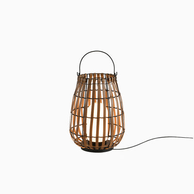 Contemporary Retro Imitation Rattan Weaving Cage Waterproof LED Lawn Landscape Light For Garden