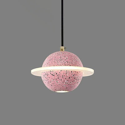 Contemporary Creative Planet Cement Acrylic LED Pendant Light For Bedroom