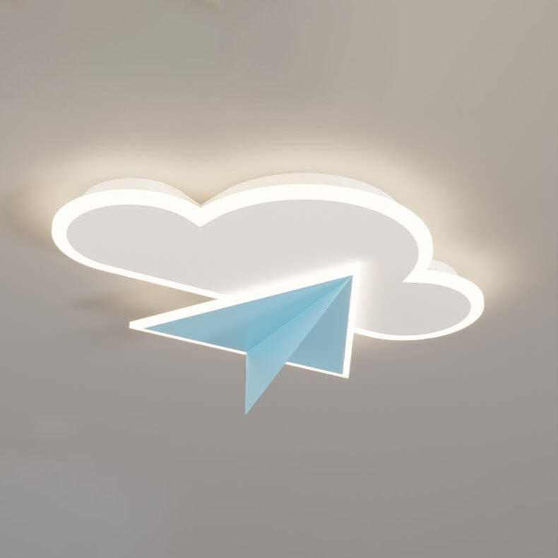 Creative Cartoon Clouds Airplane LED Kids Flush Mount Ceiling Light