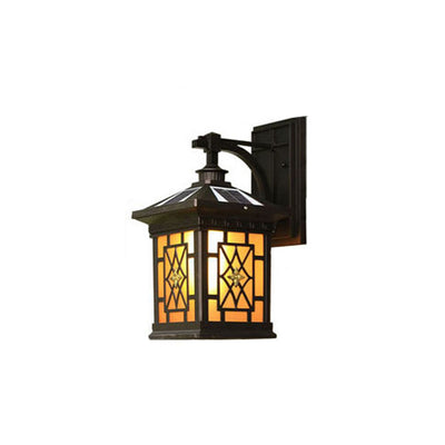 Solar Outdoor Square Cage LED Waterproof Patio Wall Sconce Lamp