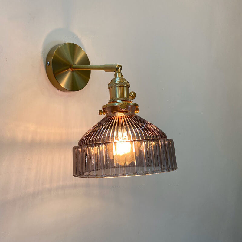 Nordic Dome Glass Shade Brass 1-Light Wall Sconce Lamp