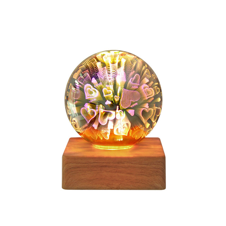 Lámpara de Mesa Decorativa LED de 1 Luz con Enchufe USB y Bola de Vidrio Colorida 