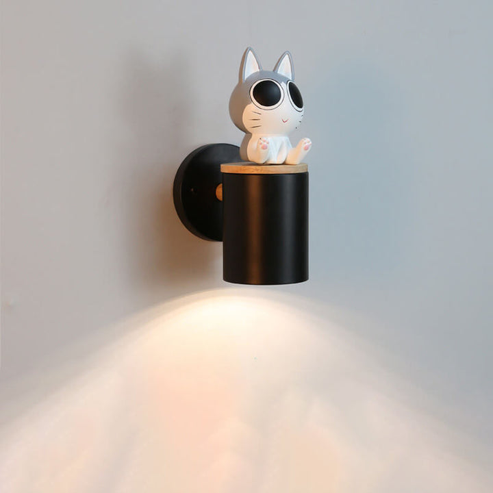 Lampe applique murale 1 lumière en forme de cylindre de chat créatif 