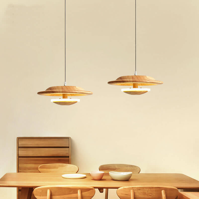 Suspension LED Design Champignon en Bois Nordique Créatif 