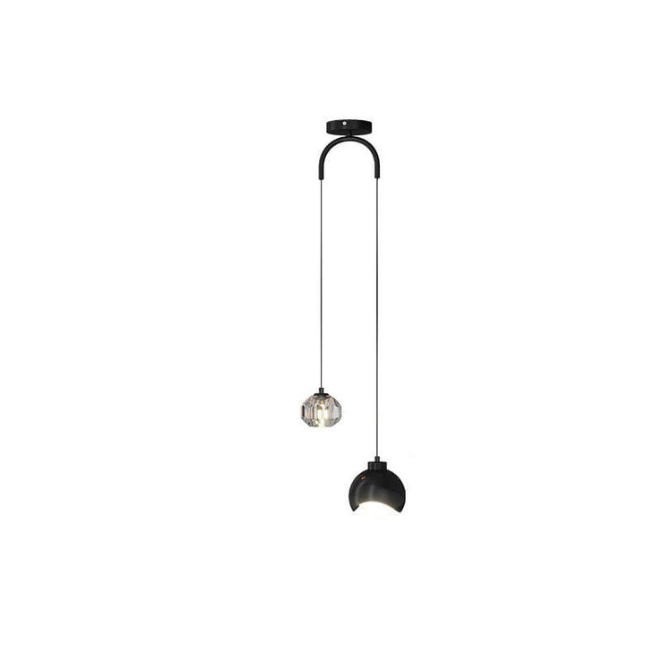 Lámpara Colgante Curva de 2 Luces de Bola de Cristal Simple de Lujo Ligero 