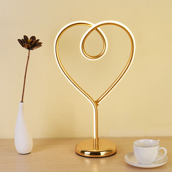 Modern Creative Heart Shape Aluminum Iron LED Table Lamp